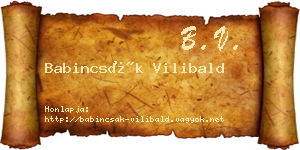 Babincsák Vilibald névjegykártya